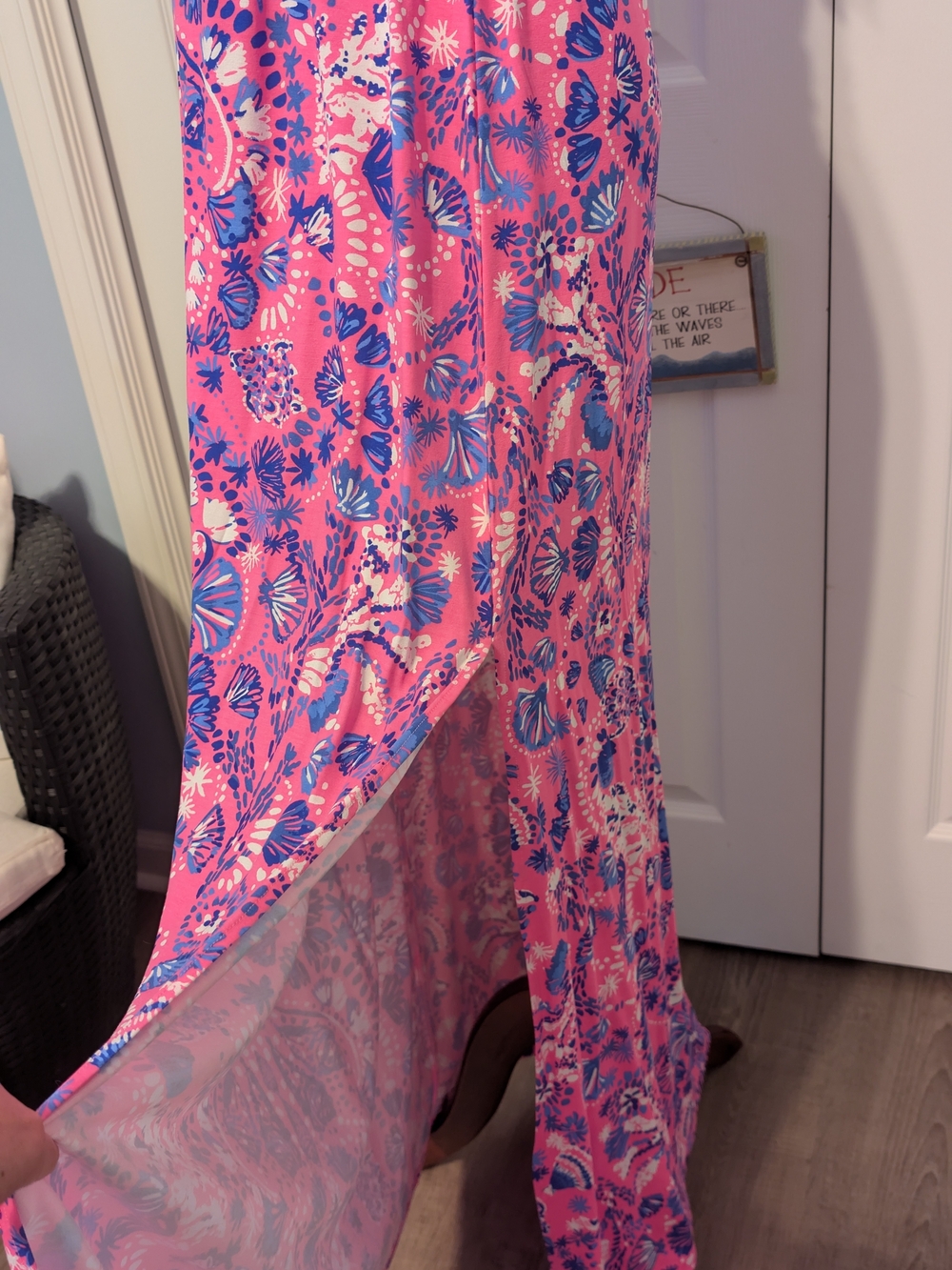 NWT Lilly Pulitzer Pink Dress with Blue Floral/ Nautical Print Size Lrg - Picture 6 of 10